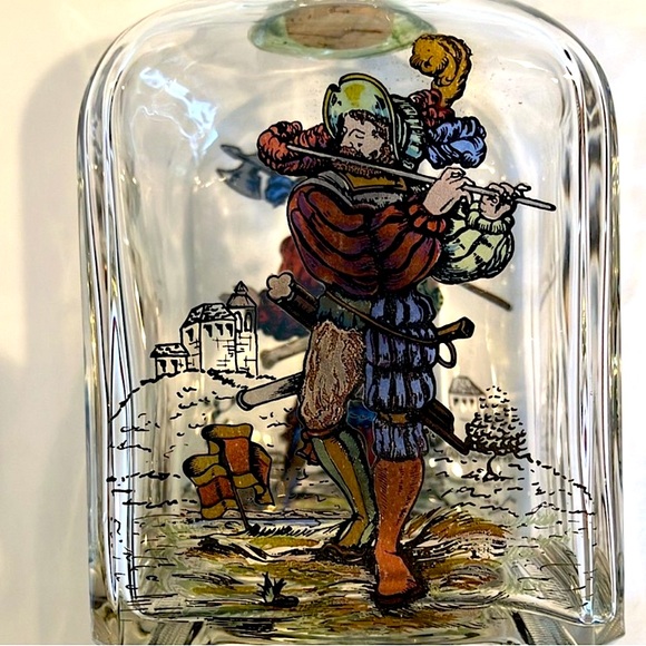 Vintage Italian glass carafe decanter bottle, hand painted, cork/glass stopper - Picture 6 of 10